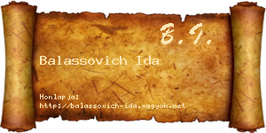 Balassovich Ida névjegykártya